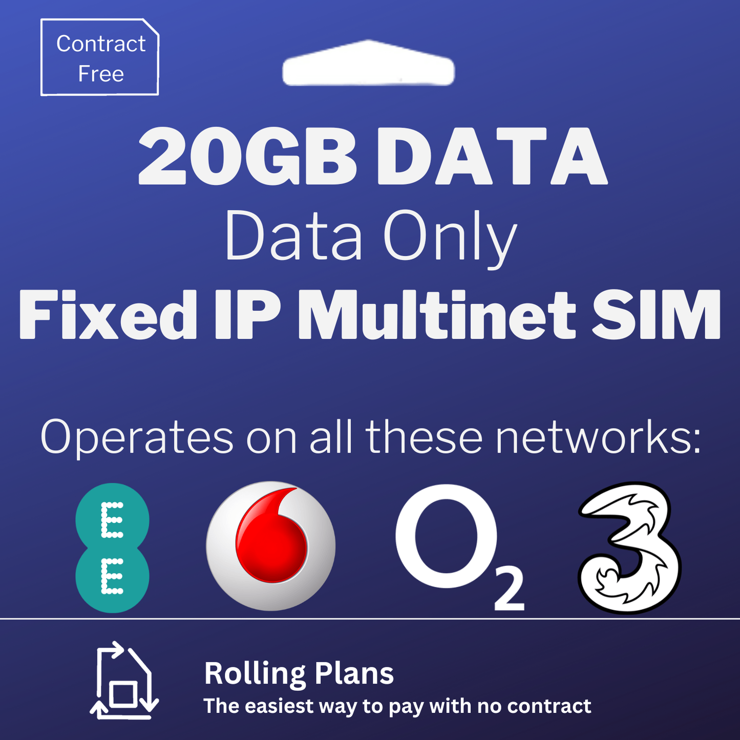 Fixed IP SIM Card | 20GB Multinet | Data Only | 4G LTE | 5G Capable