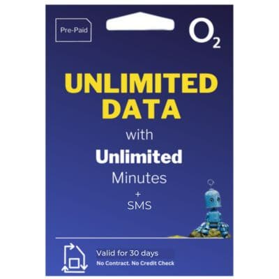 O2 Prepaid SIM | O2 Unlimited Data, Minutes + SMS included