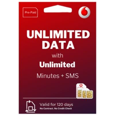 Vodafone Unlimited Data + Calls + SMS | Pre-Paid