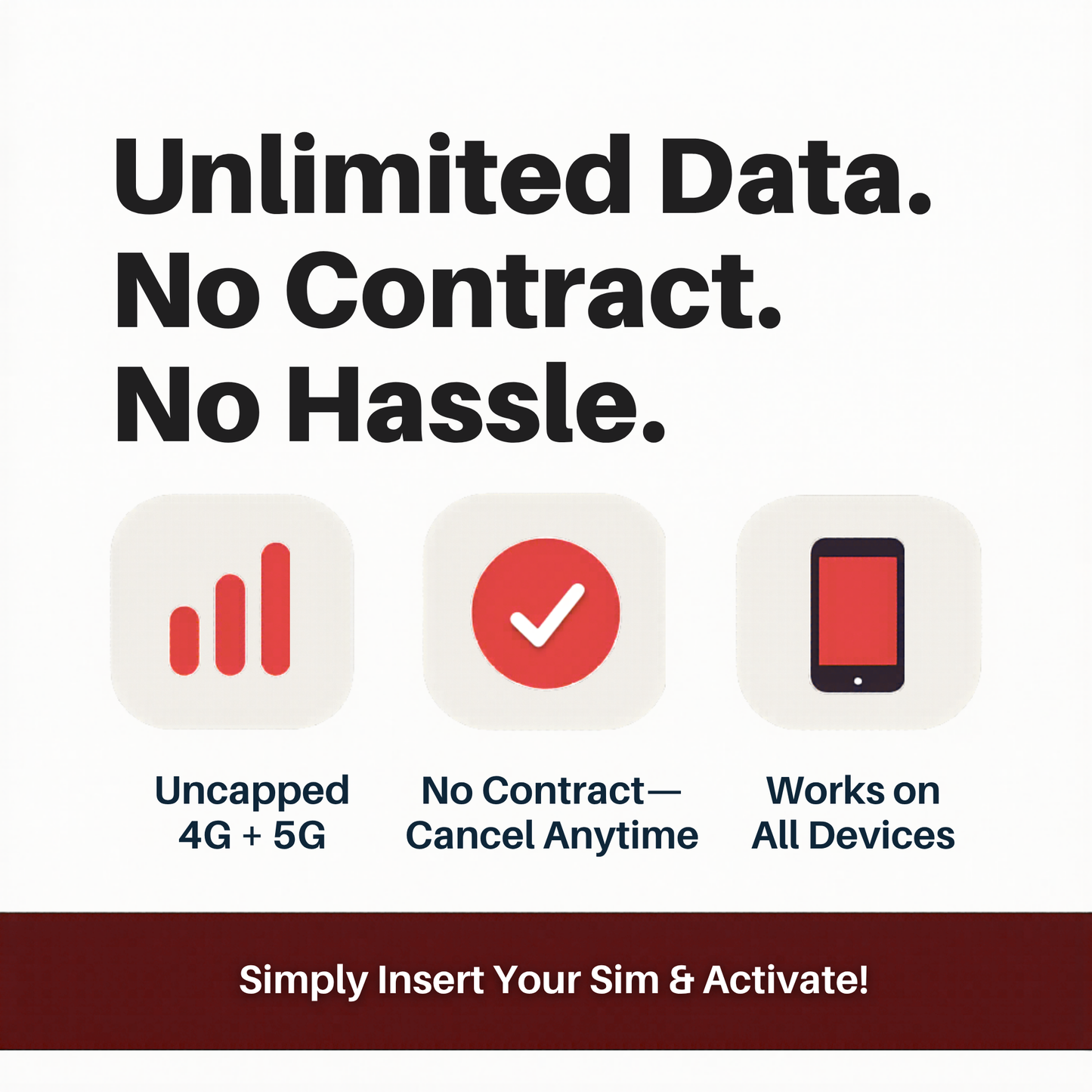 Vodafone Unlimited 4G/5G Voice & Data SIM Card - No Contract - £25.00 Rolling Subscription