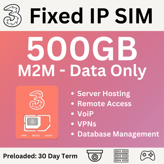 Three M2M Fixed IP Unlimited SIM