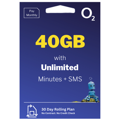 O2 40GB DATA + Unlimited calls and SMS.
