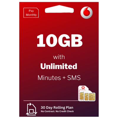 Vodafone 10GB DATA + Unlimited calls and SMS.