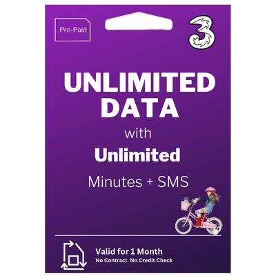 Three Unlimited Data + Calls + SMS | Pre-Paid