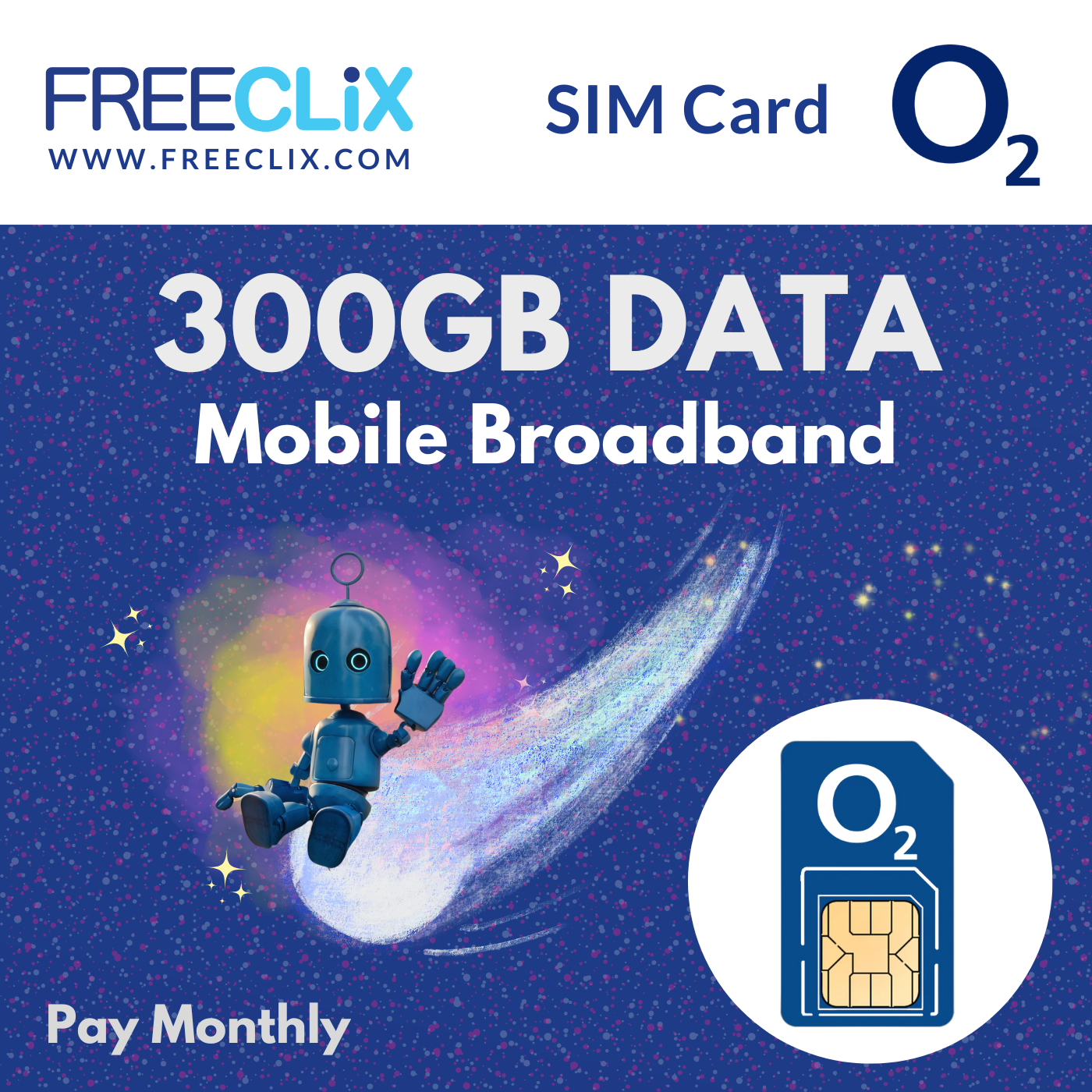 O2 eSIM 300GB Data Only SIM – FreeClix