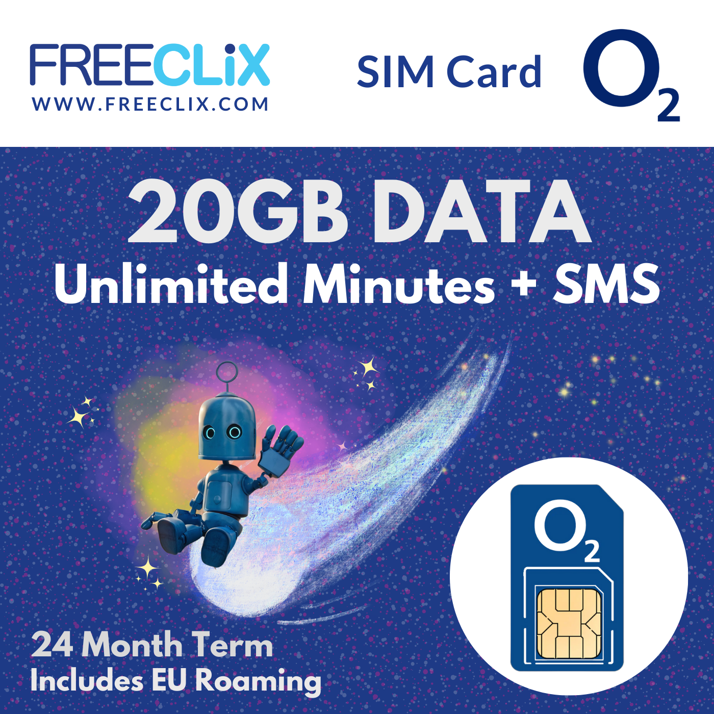 O2 20GB Data + Unlimited Minutes & Texts + RLAH