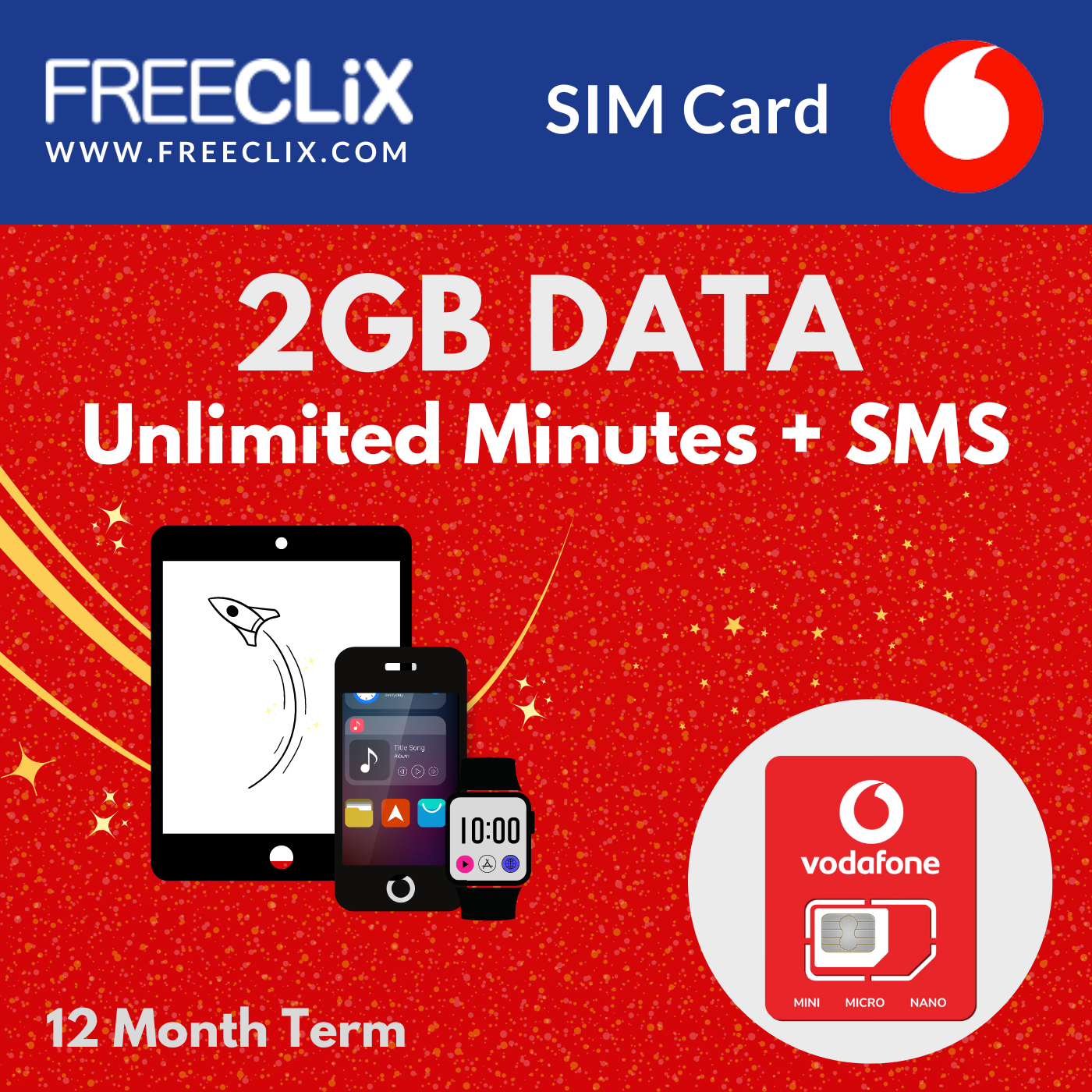 Vodafone 2GB Data + Unlimited Minutes & Texts