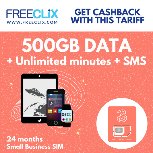 Three Business SIM £15pm 500GB Data + Unlimited Mins & Texts - 24 month