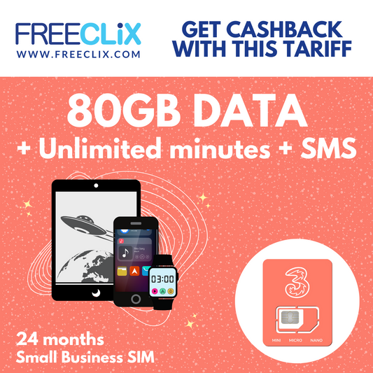 Three Business SIM £11pm 80GB Data + Unlimited Mins & Texts - 24 month