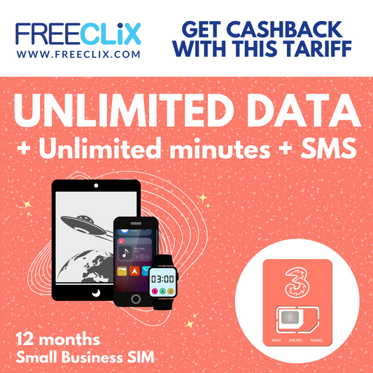 Three Business SIM £20pm Unlimited Data, Mins & Texts - 12 month