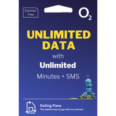 O2 Unlimited Everything SIM (Inc. Calls from UK to EU)| Contract Free Pay Monthly plan