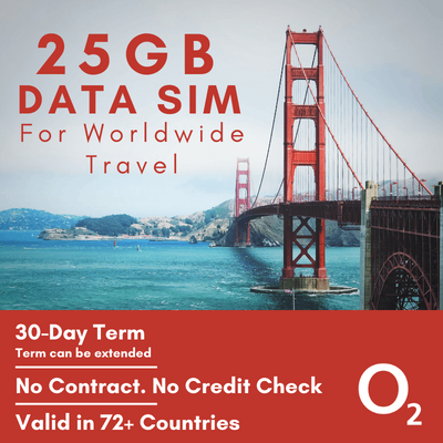 International SIM card | 25GB Data Only SIM for Worldwide Travel (Powered by O2)